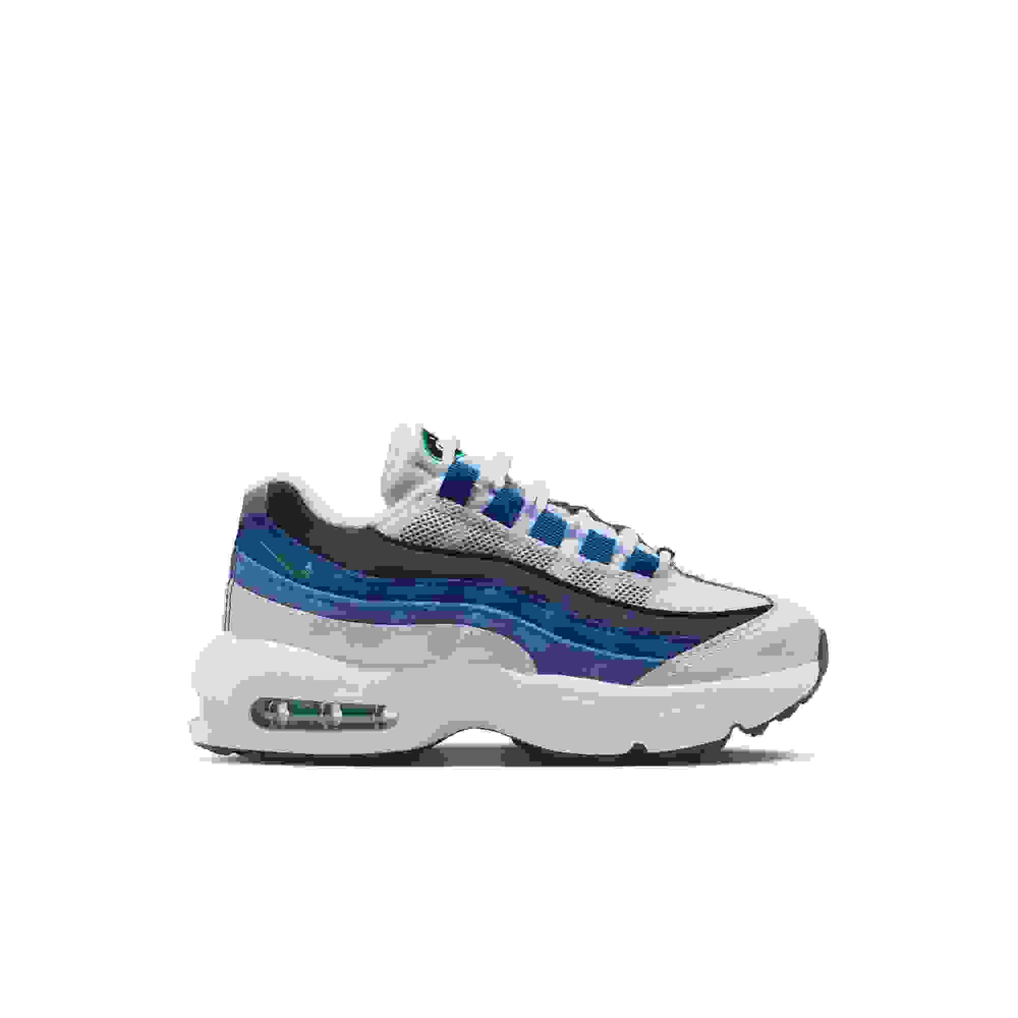 Nike Air Max 95 Premium Preschool Boys' "White/Emerald Green/Lake Blue" Shoe